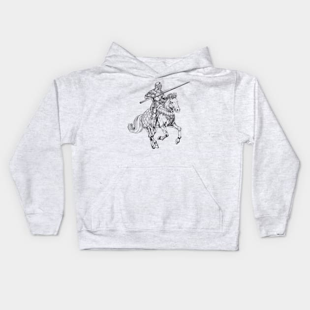 Medieval Knight on Horseback - Joust Kids Hoodie by Modern Medieval Design